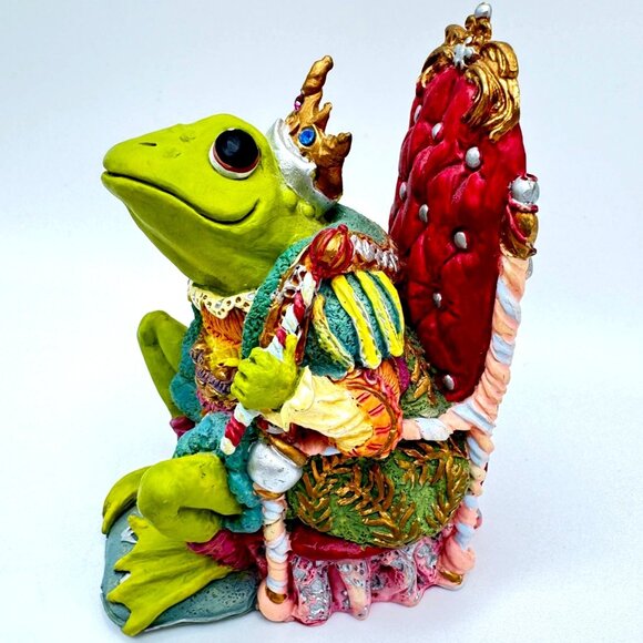 King Ribbit Camelot Frogs Sculpture Collection By Hamilton 1996 Hand-Painted - Picture 9 of 9